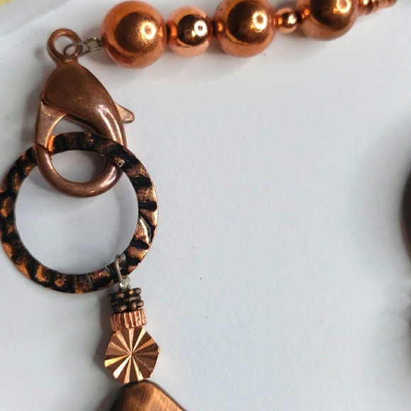 Sold Copper necklace with copper earrings set statement peice unique flowers - Picture 5 of 6